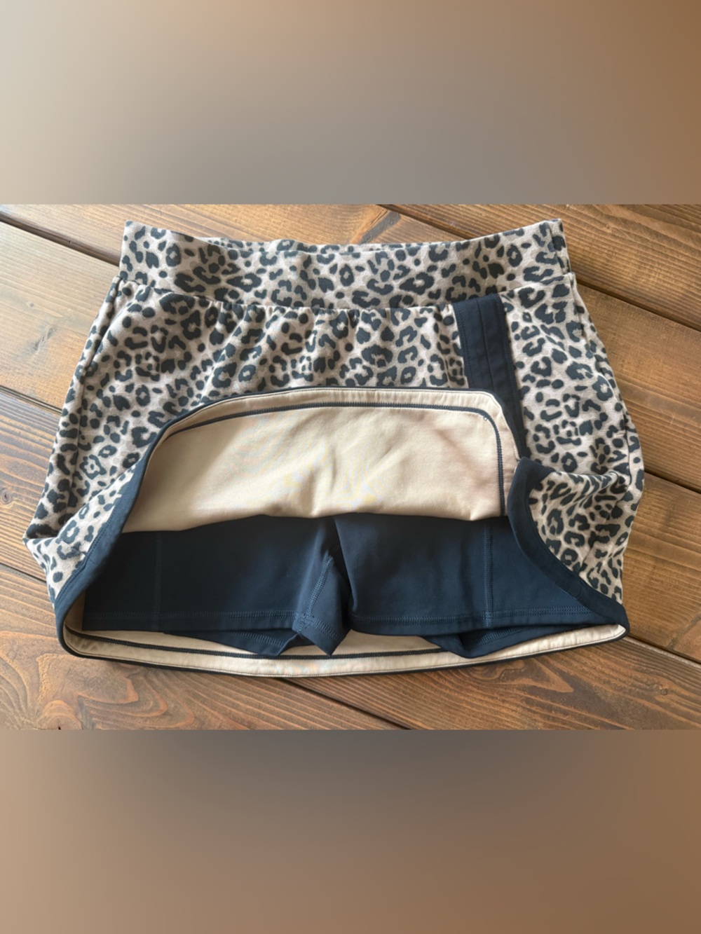 JoyLab Leopard Print Mini Skirt with Black Trim - Picture 2 of 5